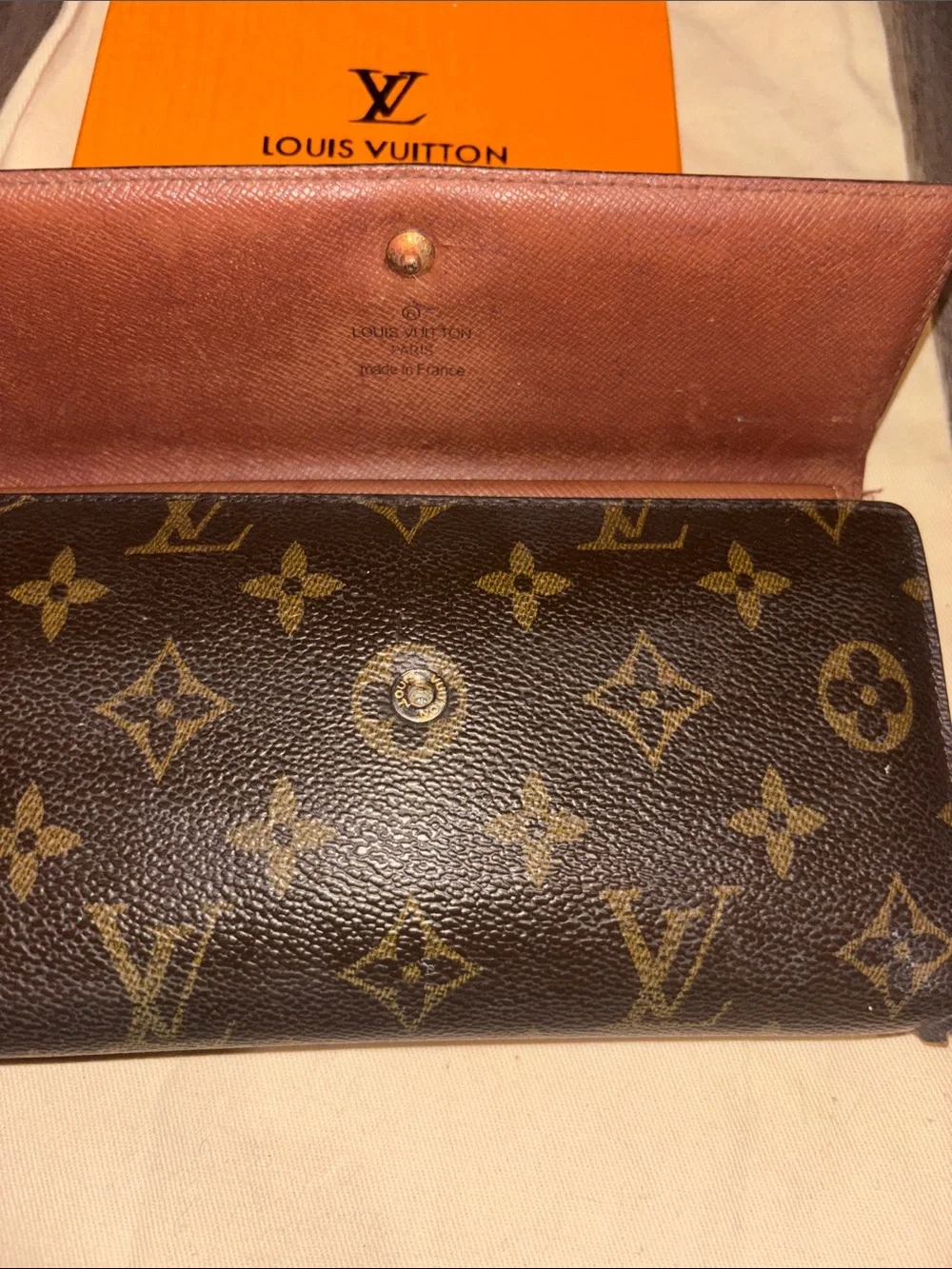 Louis Vuitton Monogram Canvas Brown and Gold Snap Wallet